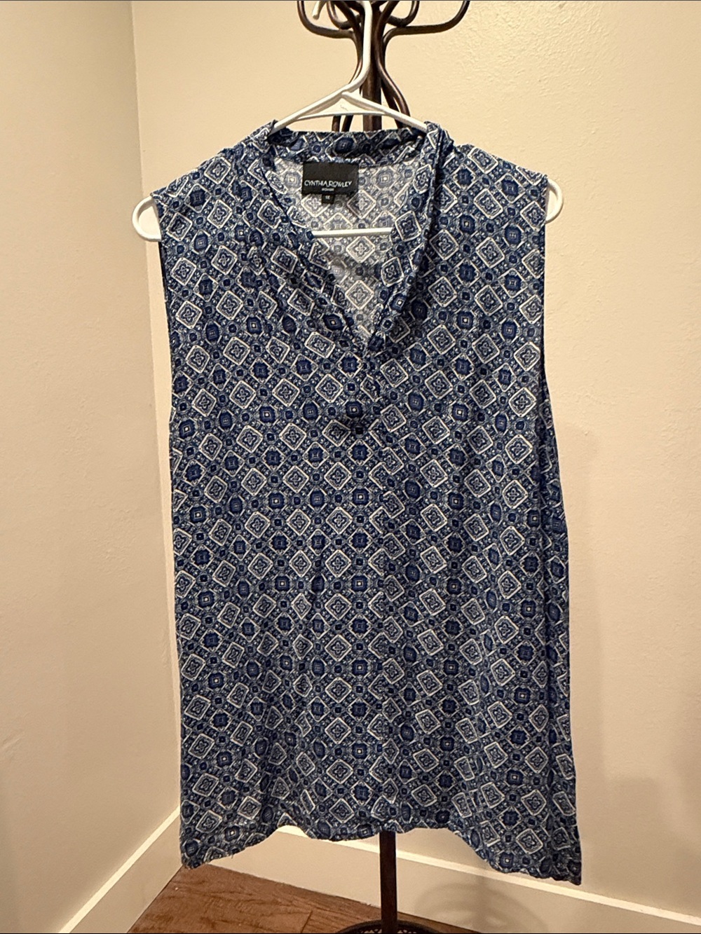 Cynthia Rowley Blue Printed Sleeveless V-Neck Camisole